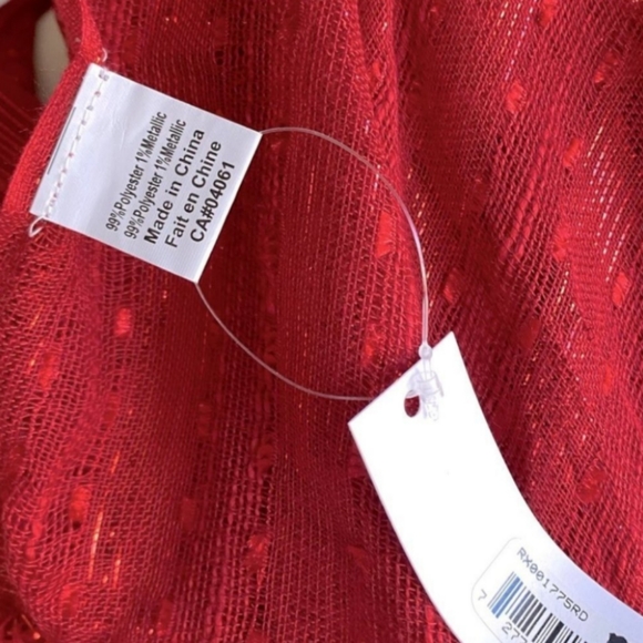 Red Scarf Wrap Polyester Metallic - Picture 3 of 4